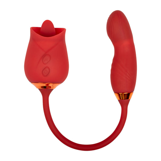 Red rose clitoral licking vibrator with rotating G-spot stimulator