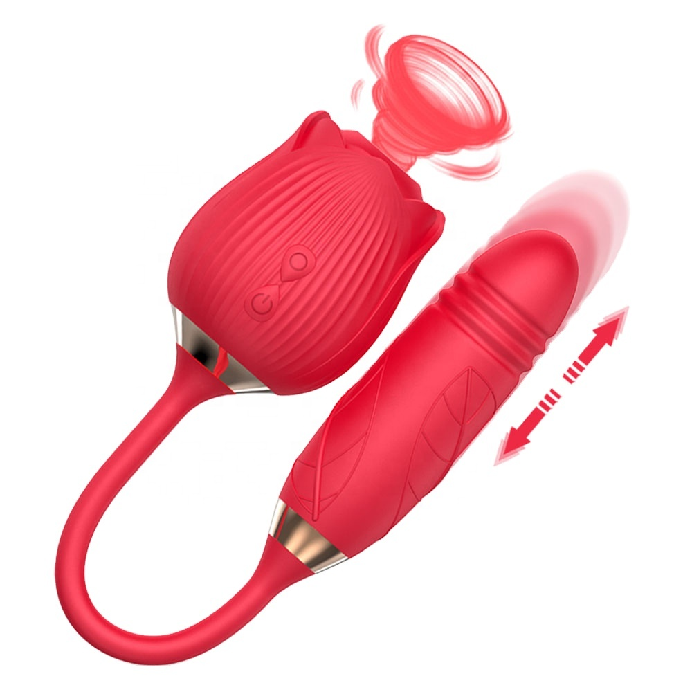 2-in-1 Rose Clitoral Suction Toy & Bullet Vibrator Rechargeable