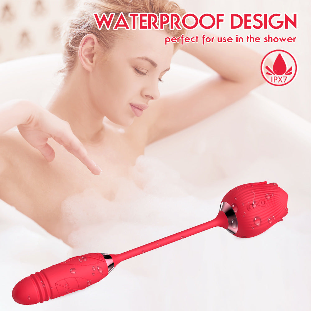 2-in-1 Rose Clitoral Suction Toy & Bullet Vibrator Rechargeable