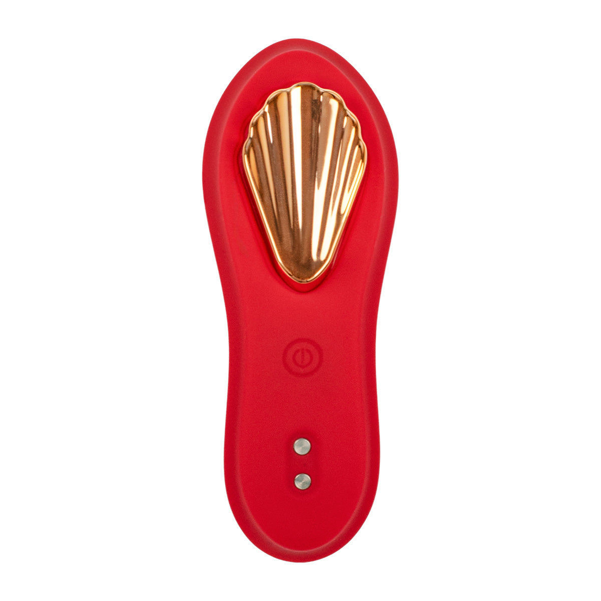 Red wearable vibrator with textured external stimulation area
