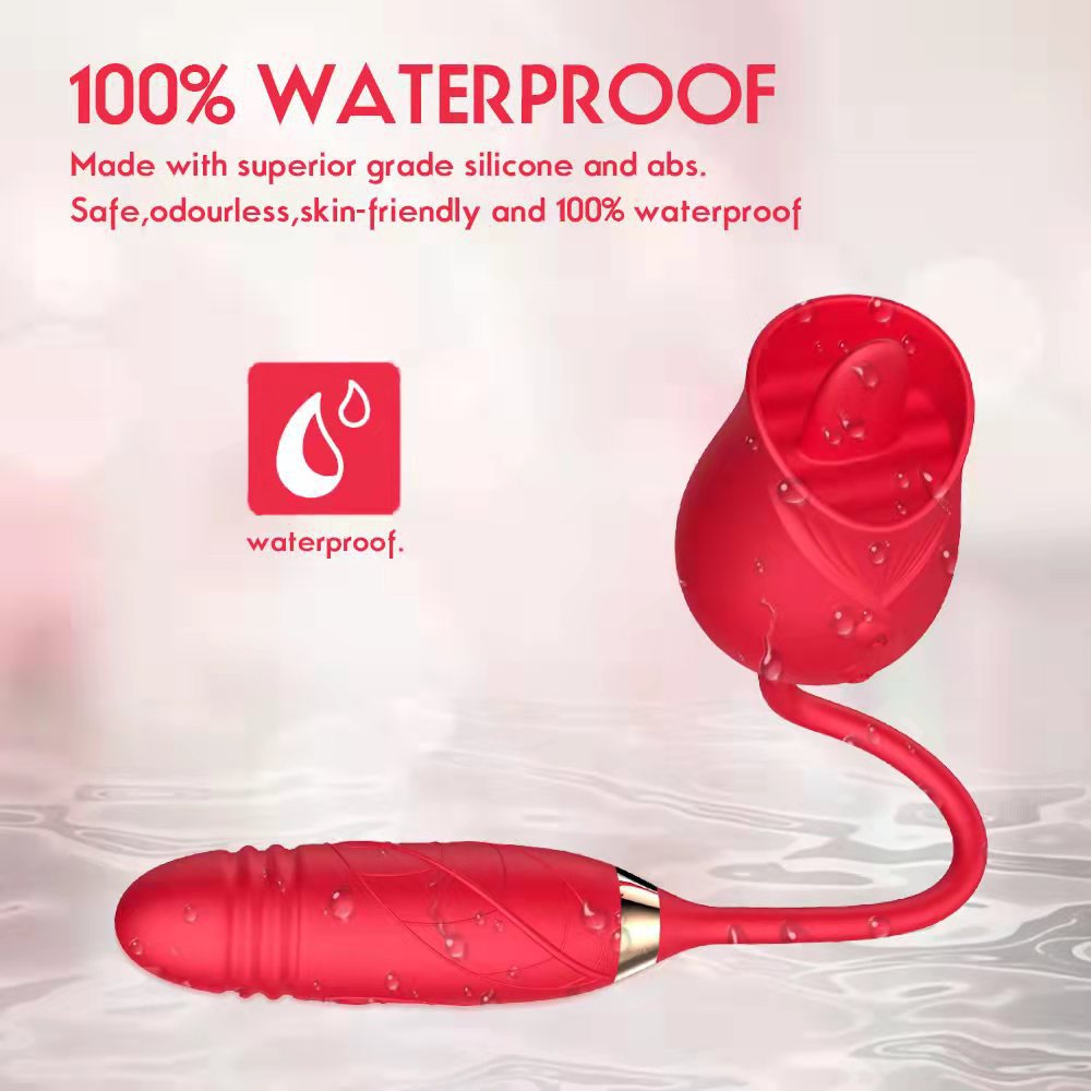 Rose Licking Tongue Vibrator with Bullet Dual Stimulation Sex Toy