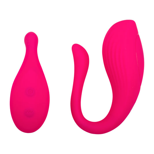 Pink flexible couples vibrator with separate remote controller