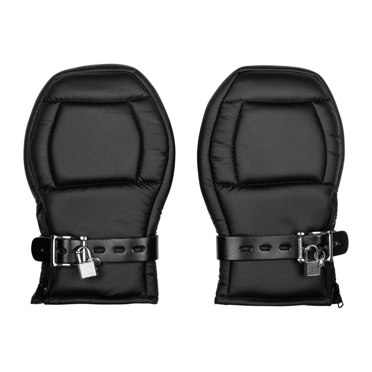 Black Padded Bondage Restraint Mittens with Lockable Wrist Straps BDSM Puppy Mitts