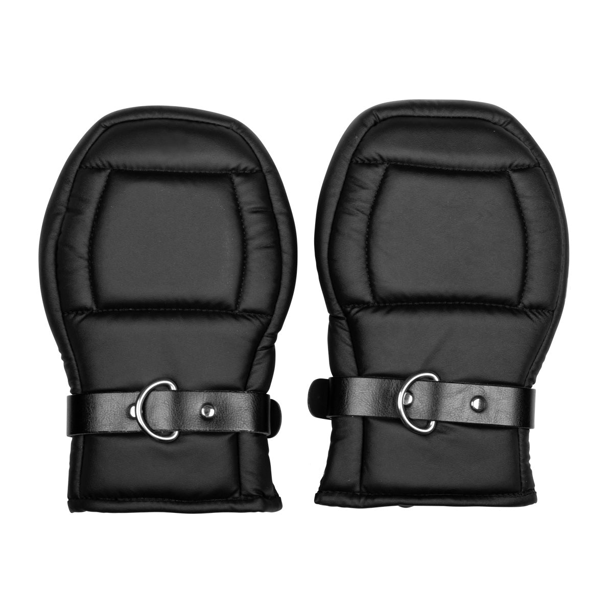 Black Padded Bondage Restraint Mittens with Lockable Wrist Straps BDSM Puppy Mitts