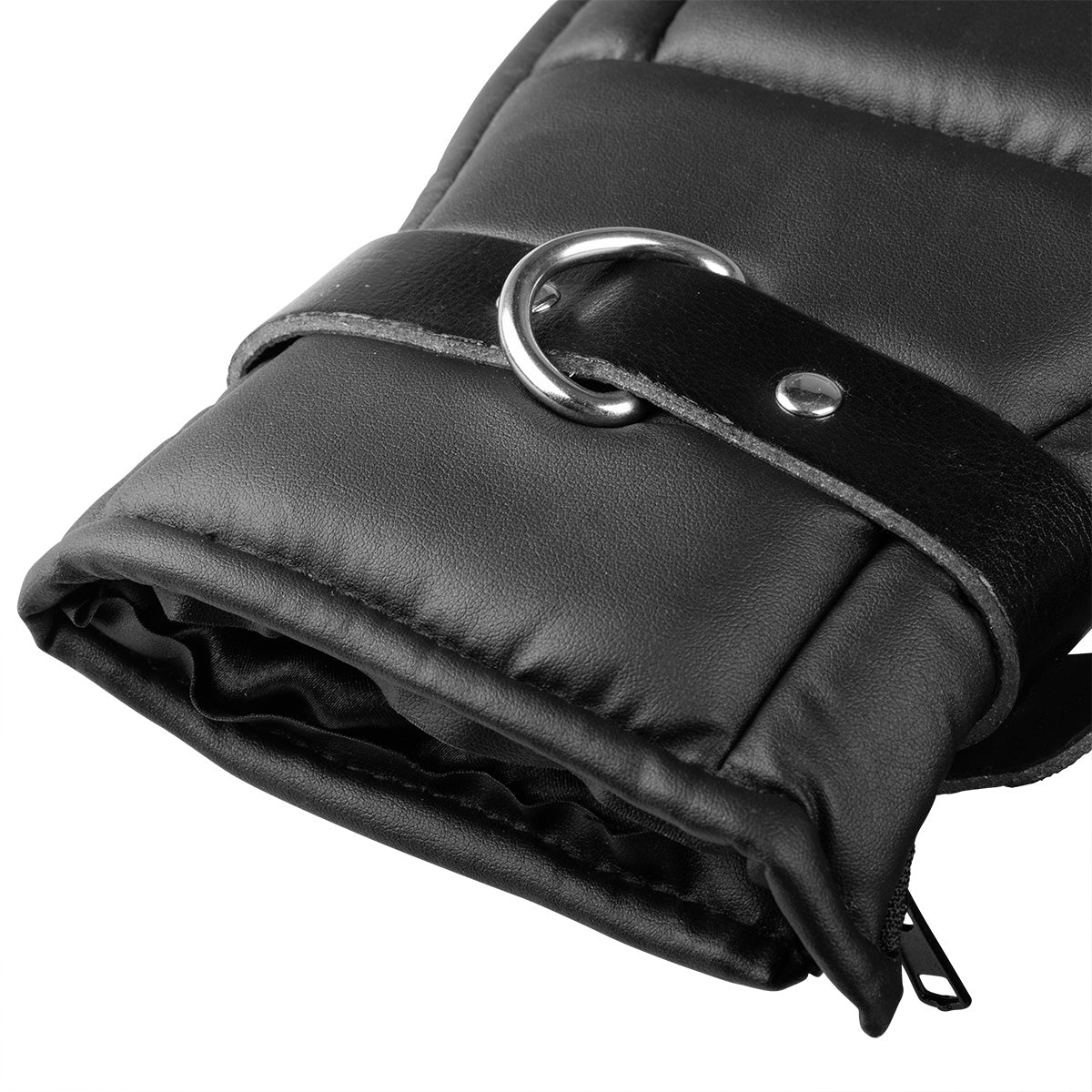 Black Padded Bondage Restraint Mittens with Lockable Wrist Straps BDSM Puppy Mitts