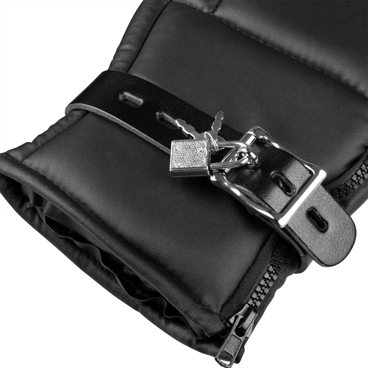 Black Padded Bondage Restraint Mittens with Lockable Wrist Straps BDSM Puppy Mitts