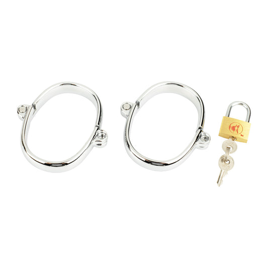 Heavy Duty Steel Locking Bondage Wrist Restraint BDSM Cuffs with Padlock & Keys
