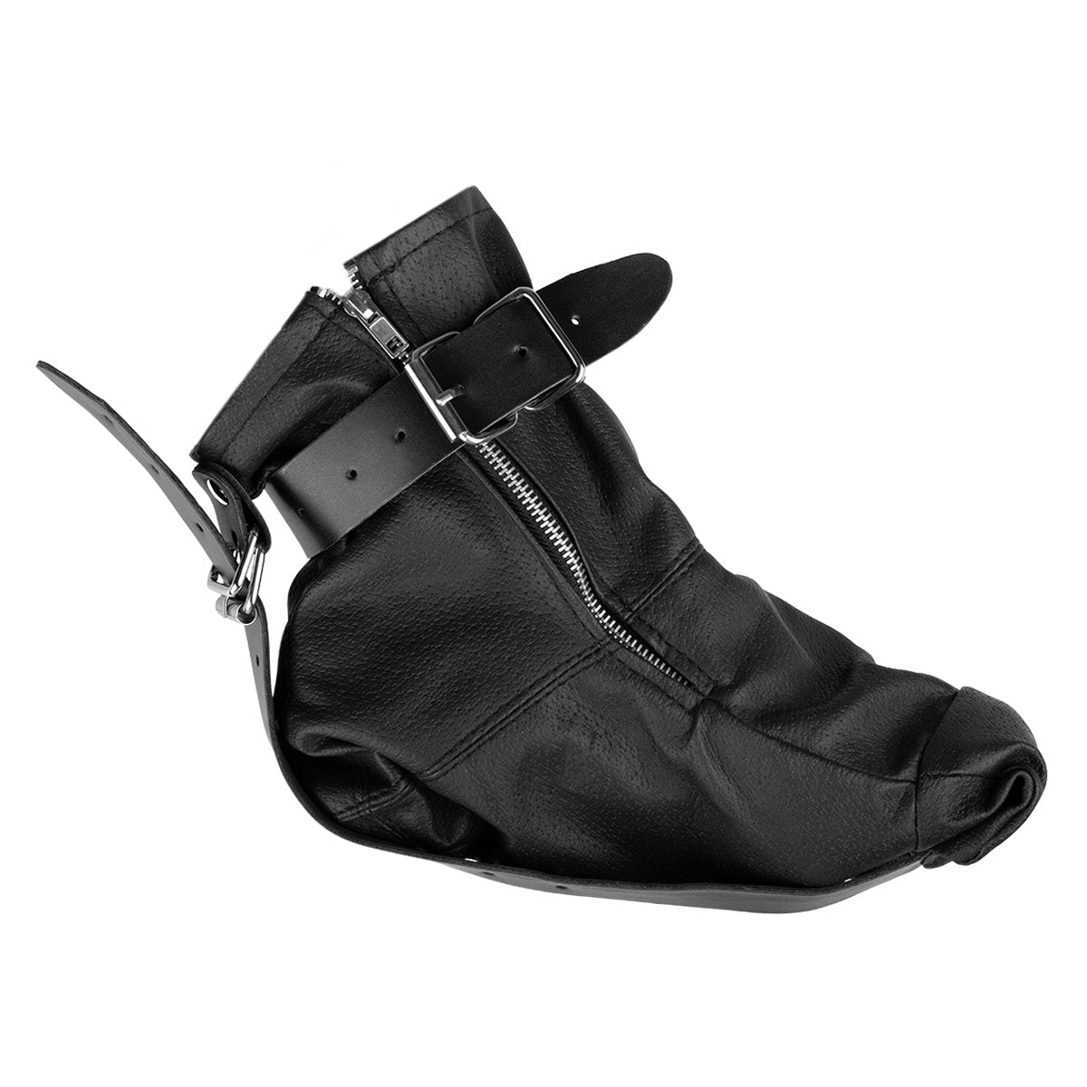 Black Faux Leather Foot & Ankle Restraints with Metal Sole BDSM Bondage Boot