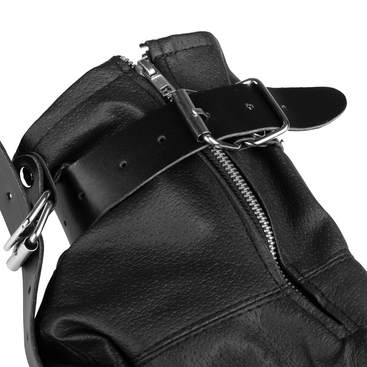 Black Faux Leather Foot & Ankle Restraints with Metal Sole BDSM Bondage Boot