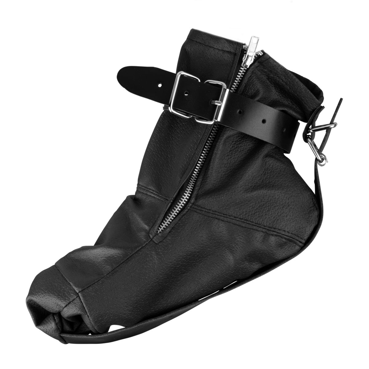 Black Faux Leather Foot & Ankle Restraints with Metal Sole BDSM Bondage Boot