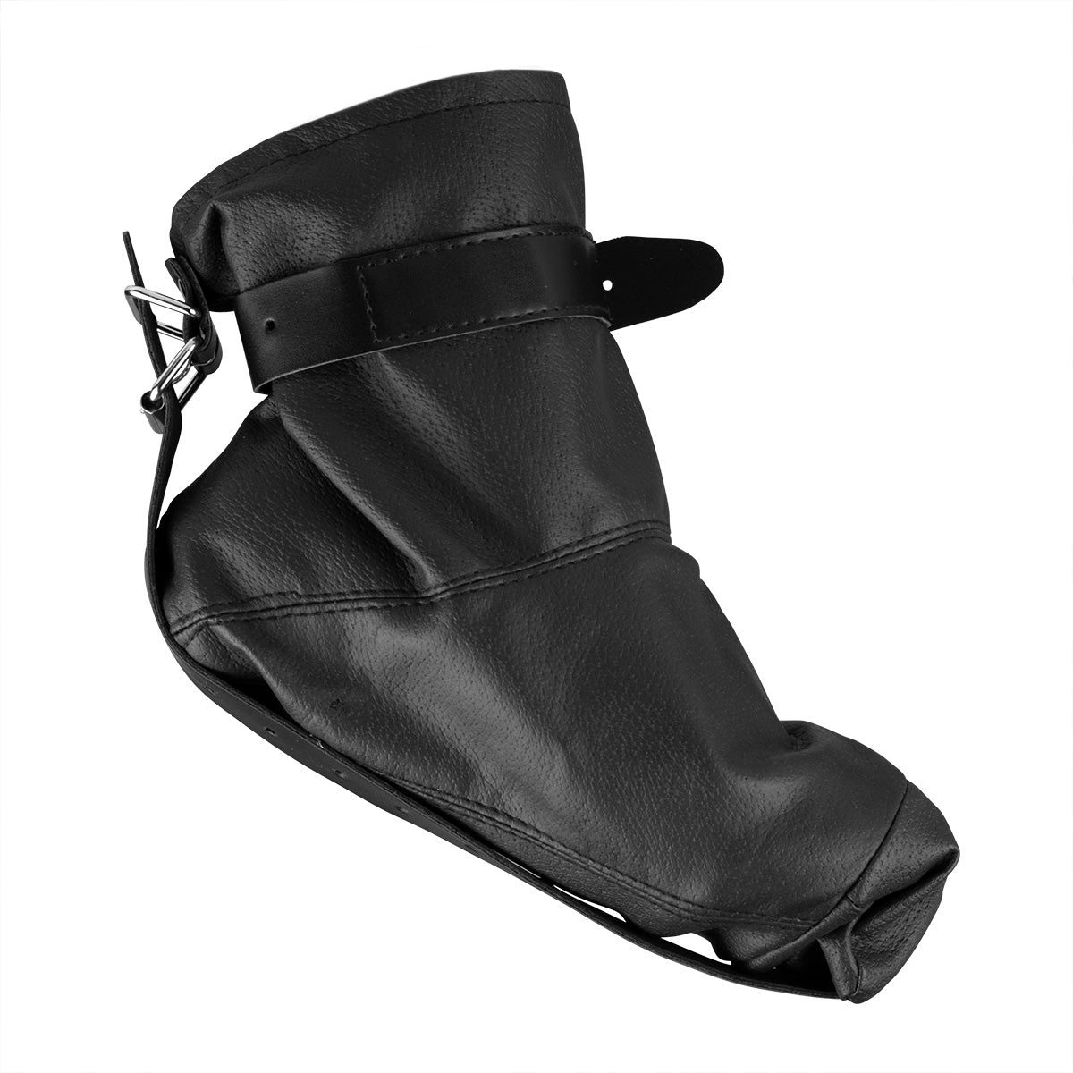 Black Faux Leather Foot & Ankle Restraints with Metal Sole BDSM Bondage Boot