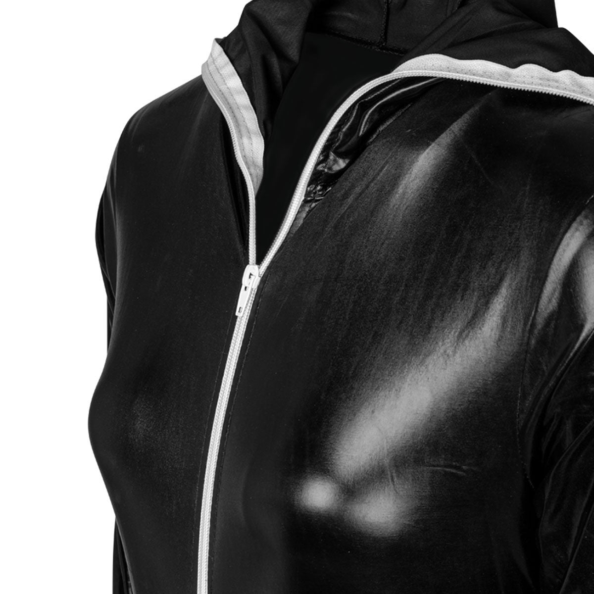 Black hooded catsuit with balaclava style eye opening