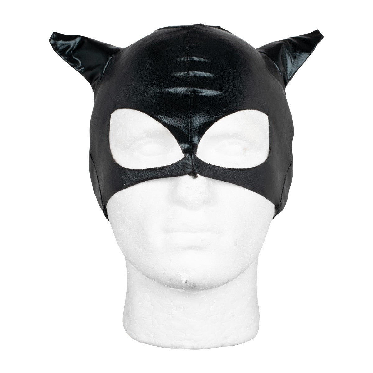 Black wet look bodysuit with zip front and separate hood