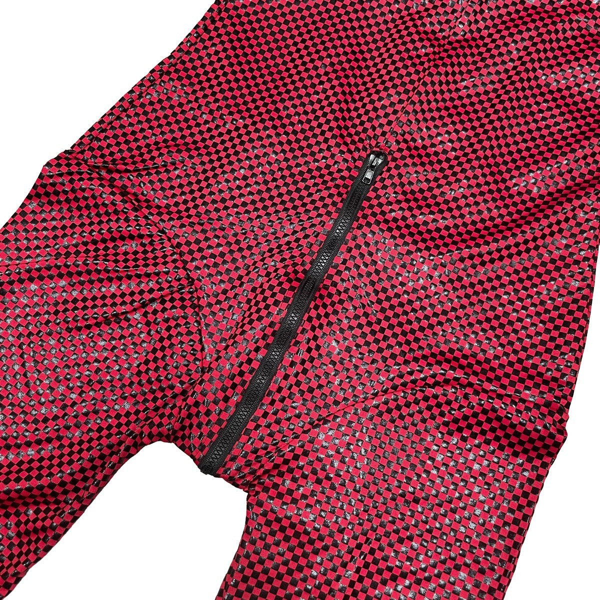 Red black long sleeve catsuit with zip front